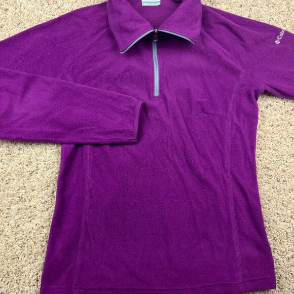 Columbia Fleece Jacket Womens S Small Purple 1/4 Zip Logo Embroidered Fall - Picture 4 of 7